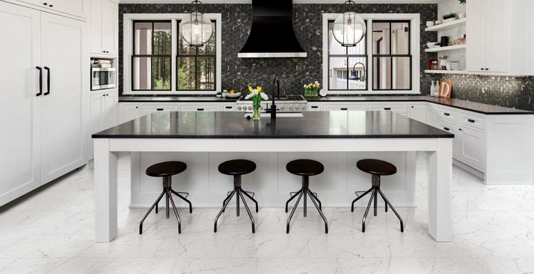 Milestone Marbles collection color Carrara White installed in a kitchen