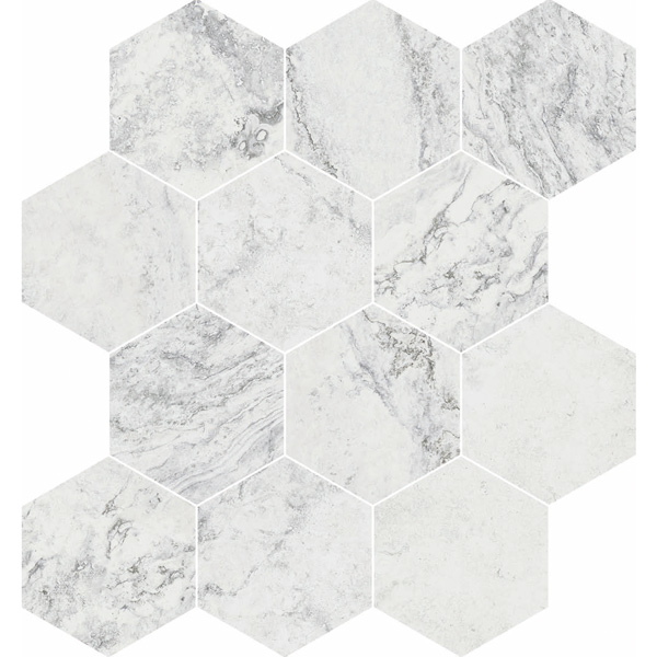 White Grey 3" Hexagon (12" x 13.3" Sheet)